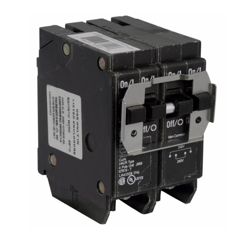 Breaker 20/30A 2P 120/240V 10 kAIC Quad BR Series By Eaton BRD220230
