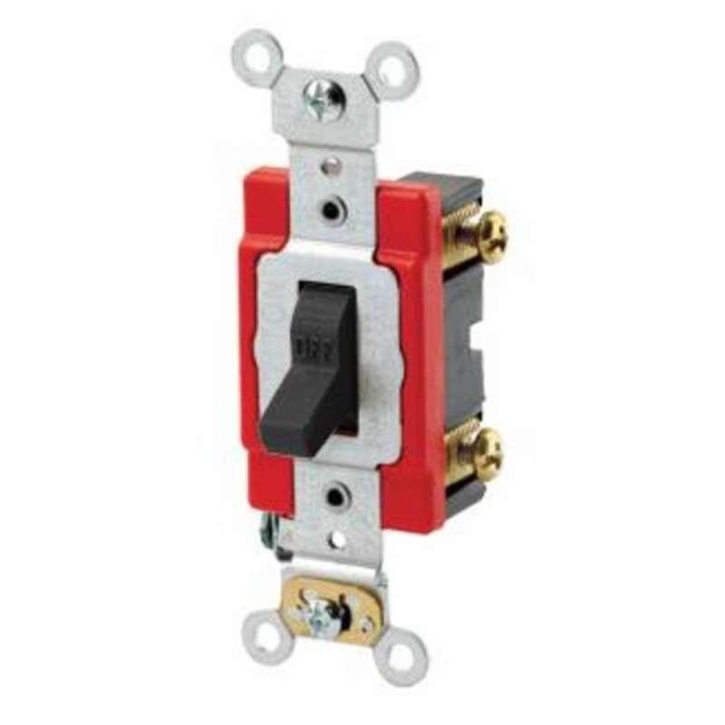Single-Pole Toggle Switch 20A 120/277V Black Industrial Grade By Leviton 1221-2E