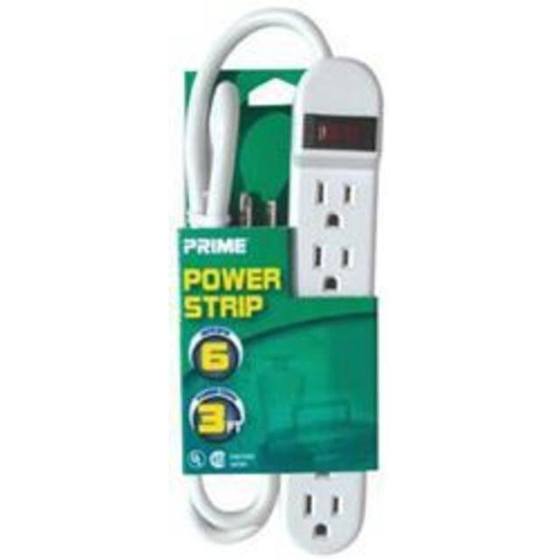 15A 120V 1875W 6 Outlet Power Strip 3ft Cord By Prime Wire PB801124