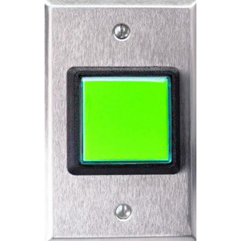Dortronics 5215-SPB-AT Illuminated Square Green Push Button w/ Adjustable Timer