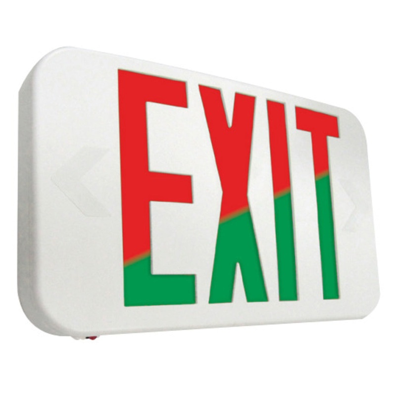LED Exit Sign White Housing Red/Green Selectable Lettering Battery Backup By Sure-Lites APX7RG