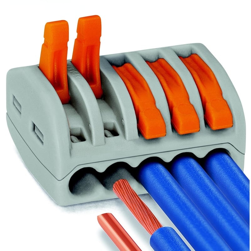 Wire Connector Lever Nut Five Port Push In 28 to 12 AWG By Wago 222-415