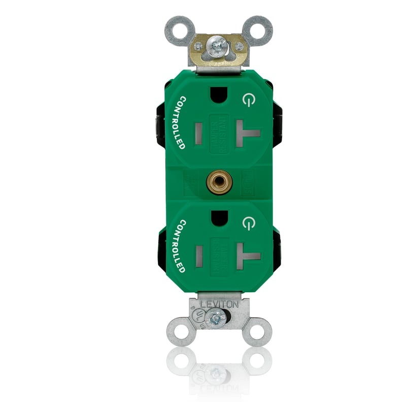 20A TR Industrial Grade Duplex Receptacle 5-20R Green By Leviton MT563-2SN