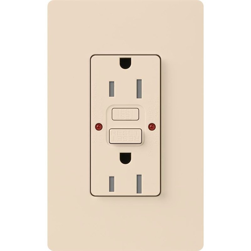 Tamper Resistant Duplex Receptacle 15A Light Almond By Lutron CAR-15-GFST-LA